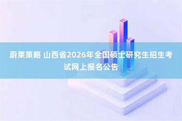 蔚莱策略 山西省2026年全国硕士研究生招生考试网上报名公告
